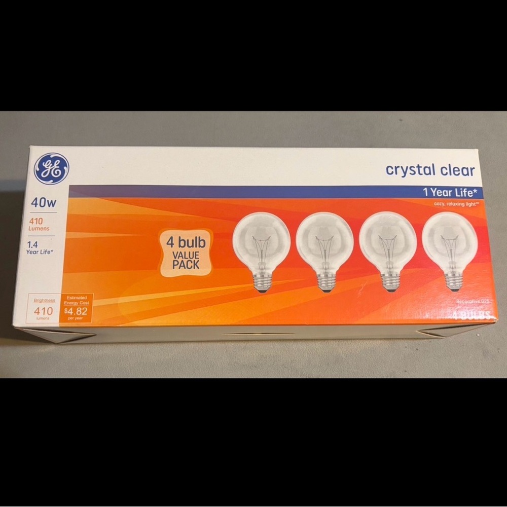 GE Crystal Clear 40W Decorative G25 Light Bulbs (4-Pack) – Cozy Warm Glow